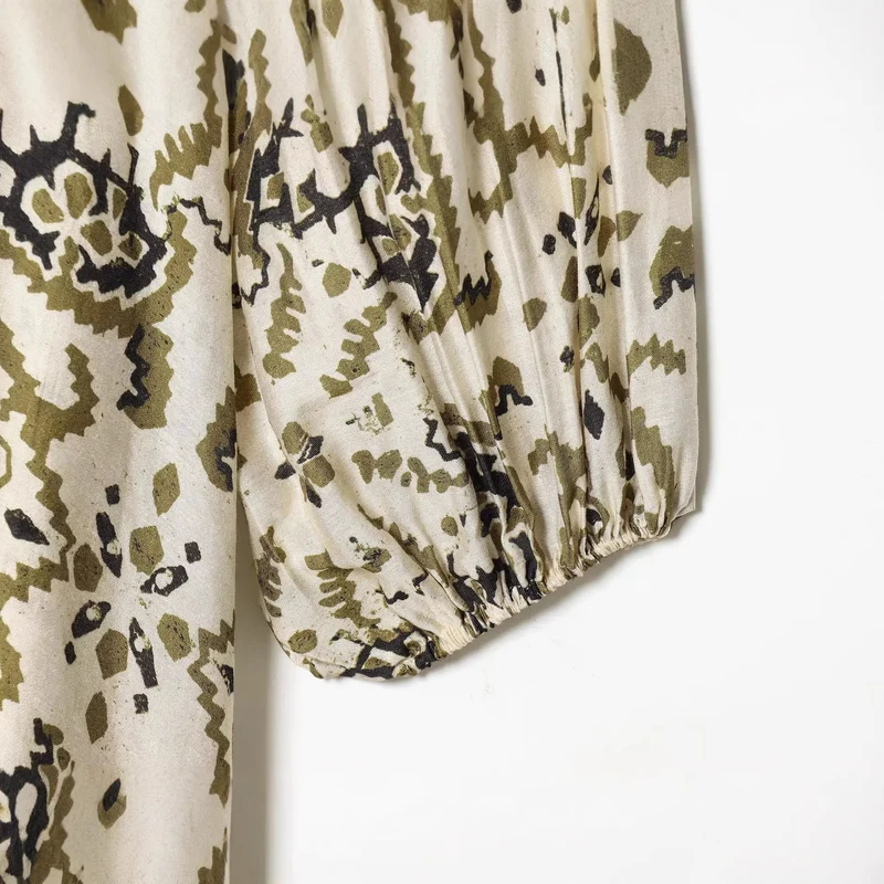 Damen Luftiges Midikleid im Boho‑Stil mit Carmen‑Ausschnitt, Gummizugärmeln und Tunnelzug‑Taille Nord Taschen