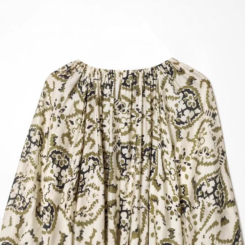 Damen Luftiges Midikleid im Boho‑Stil mit Carmen‑Ausschnitt, Gummizugärmeln und Tunnelzug‑Taille Nord Taschen