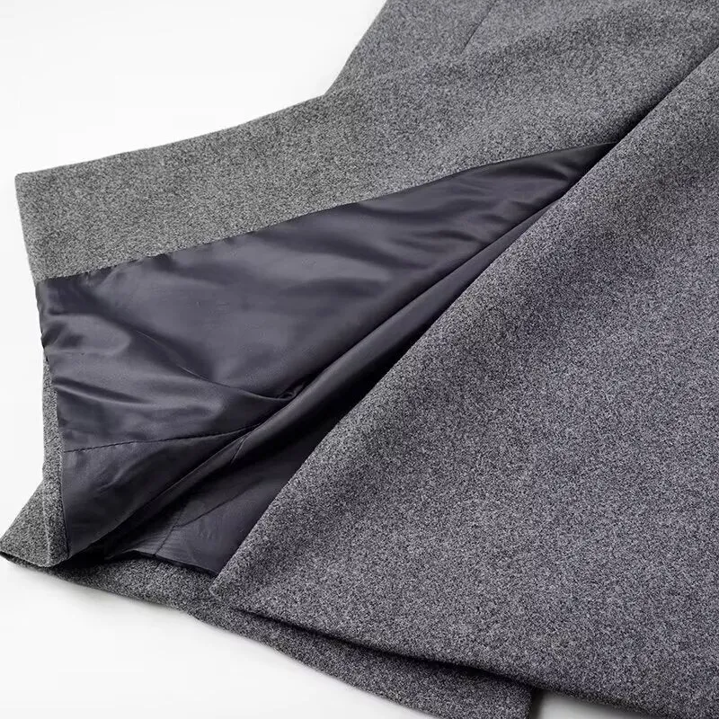 Damen Longline Wollmix-Mantel im minimalistischen Doppelreiher mit Reverskragen und Pattentaschen Nord Taschen