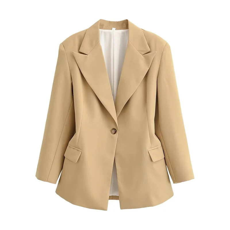 Damen Longline-Blazer im Oversized-Schnitt mit weitem Revers und Pattentaschen Nord Taschen