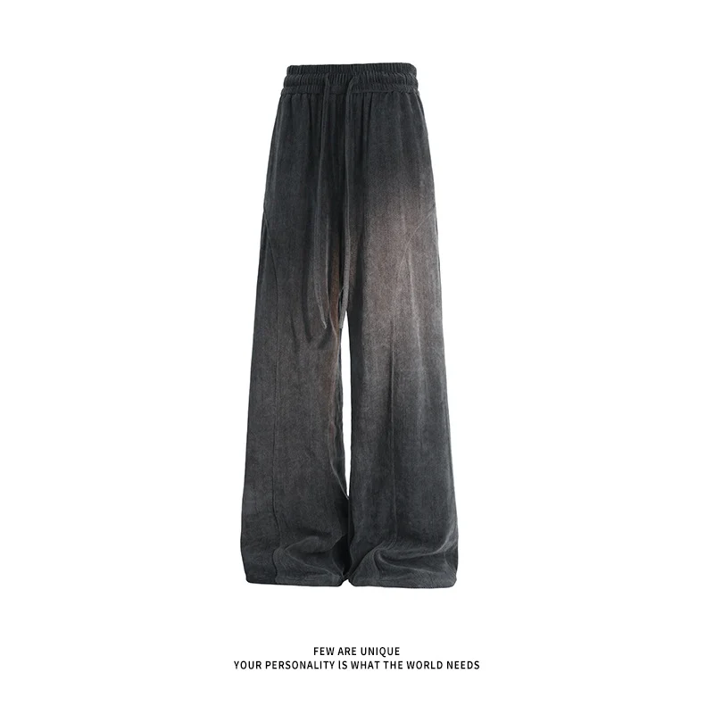 Damen Weite Velours-Loungehose mit hohem Elastikbund und Kordelzug Nord Taschen