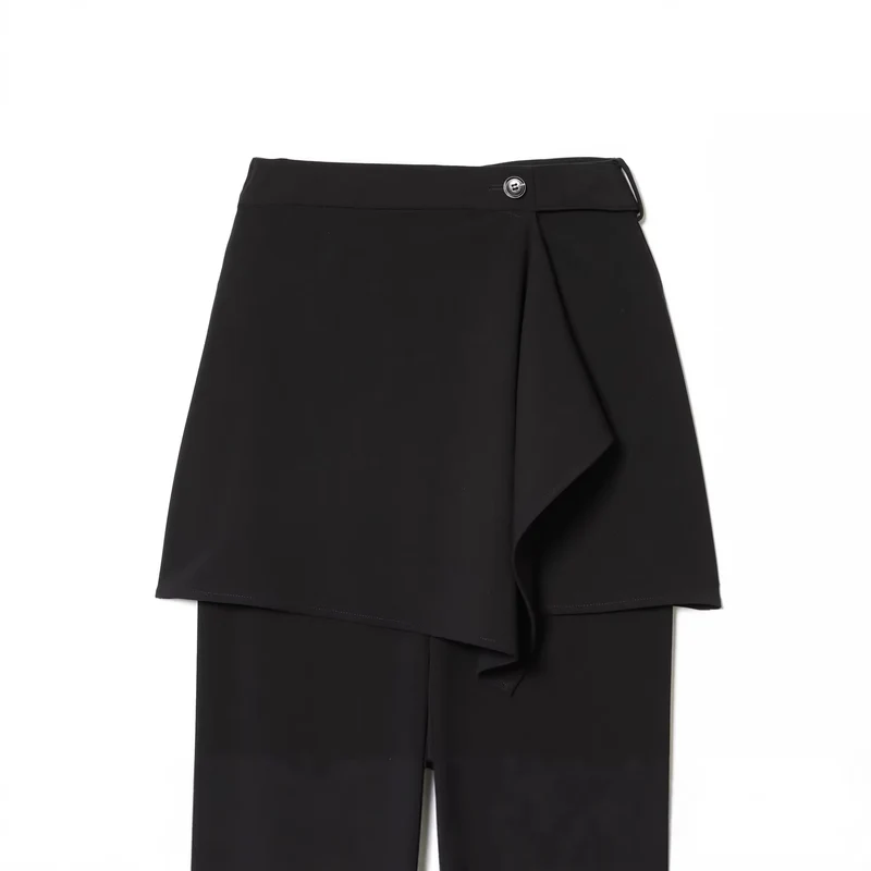 Damen Weite High‑Waist-Hose mit asymmetrischem Wickelrock-Overlay Nord Taschen