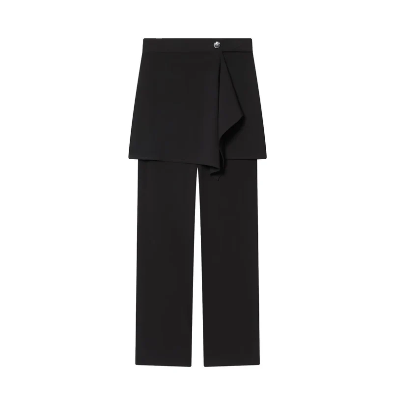 Damen Weite High‑Waist-Hose mit asymmetrischem Wickelrock-Overlay Nord Taschen