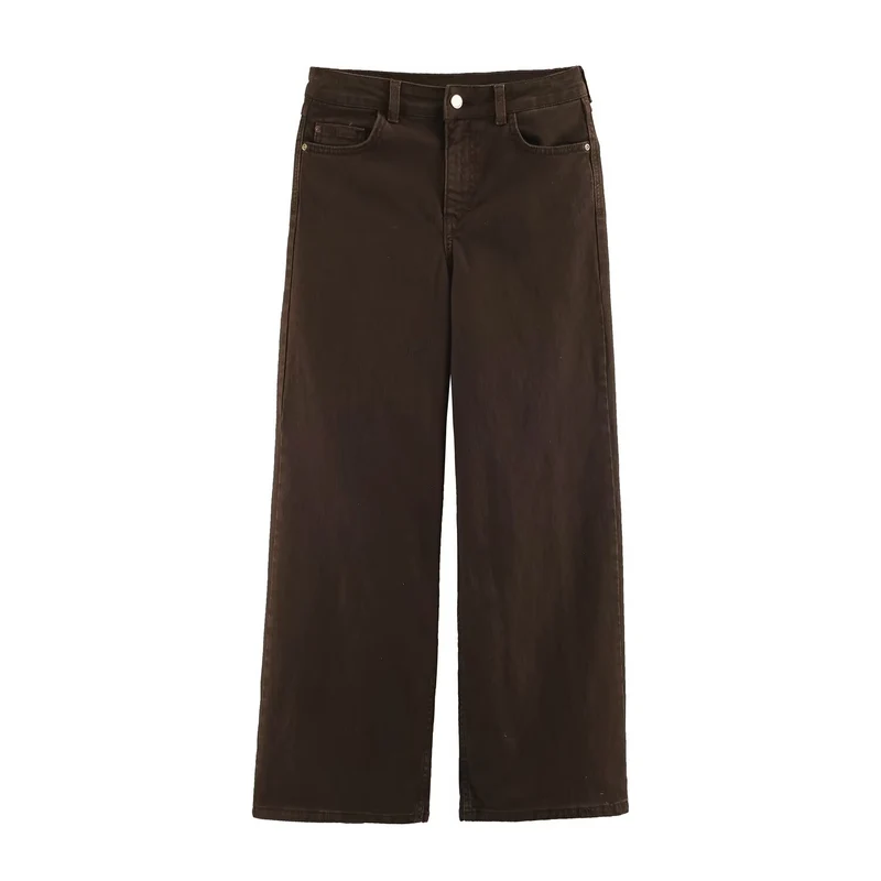 Damen Weite High-Waist Denimhose mit breitem Bein und Five-Pocket-Details Nord Taschen