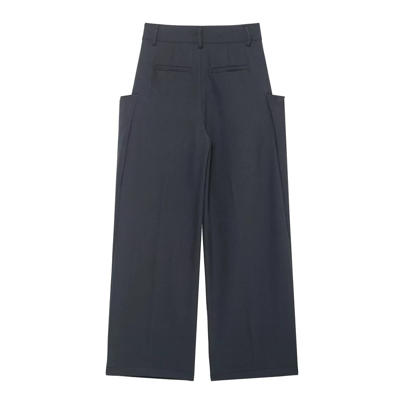 Damen Weite Culotte‑Hose mit hoher Taille und großen aufgesetzten Taschen Nord Taschen