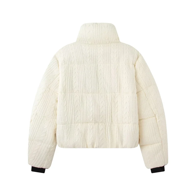 Damen Steppjacke mit Zopfmuster und Stehkragen Nord Taschen