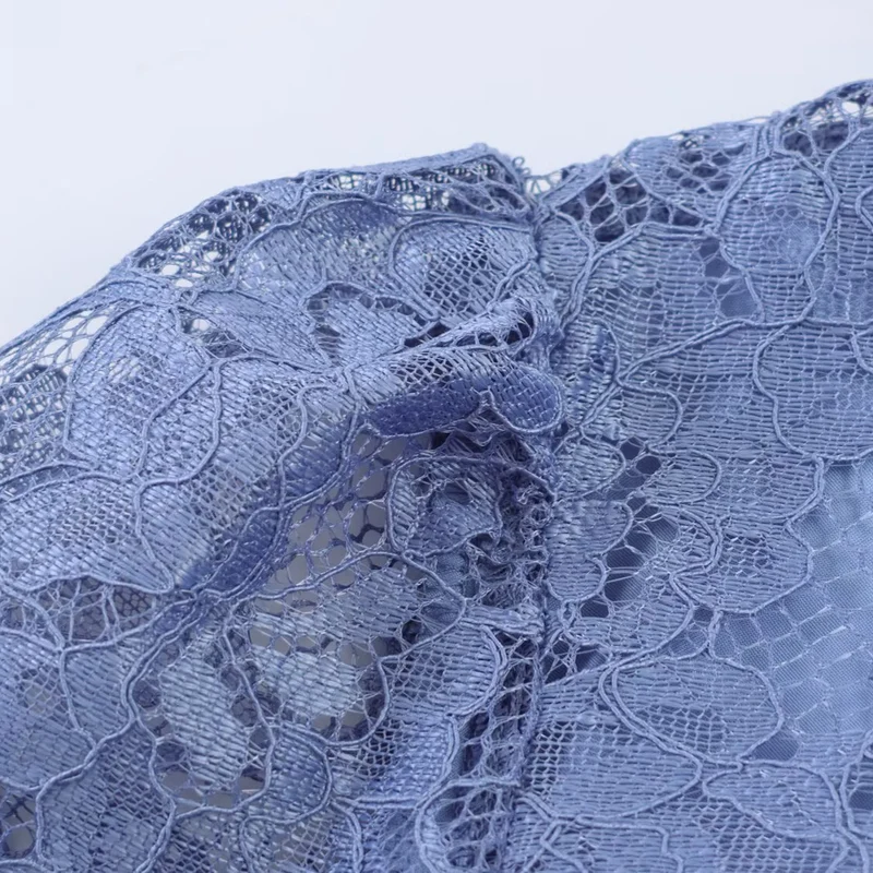 Damen Transparente Spitzenbluse mit Hemdkragen und Puffärmeln Nord Taschen