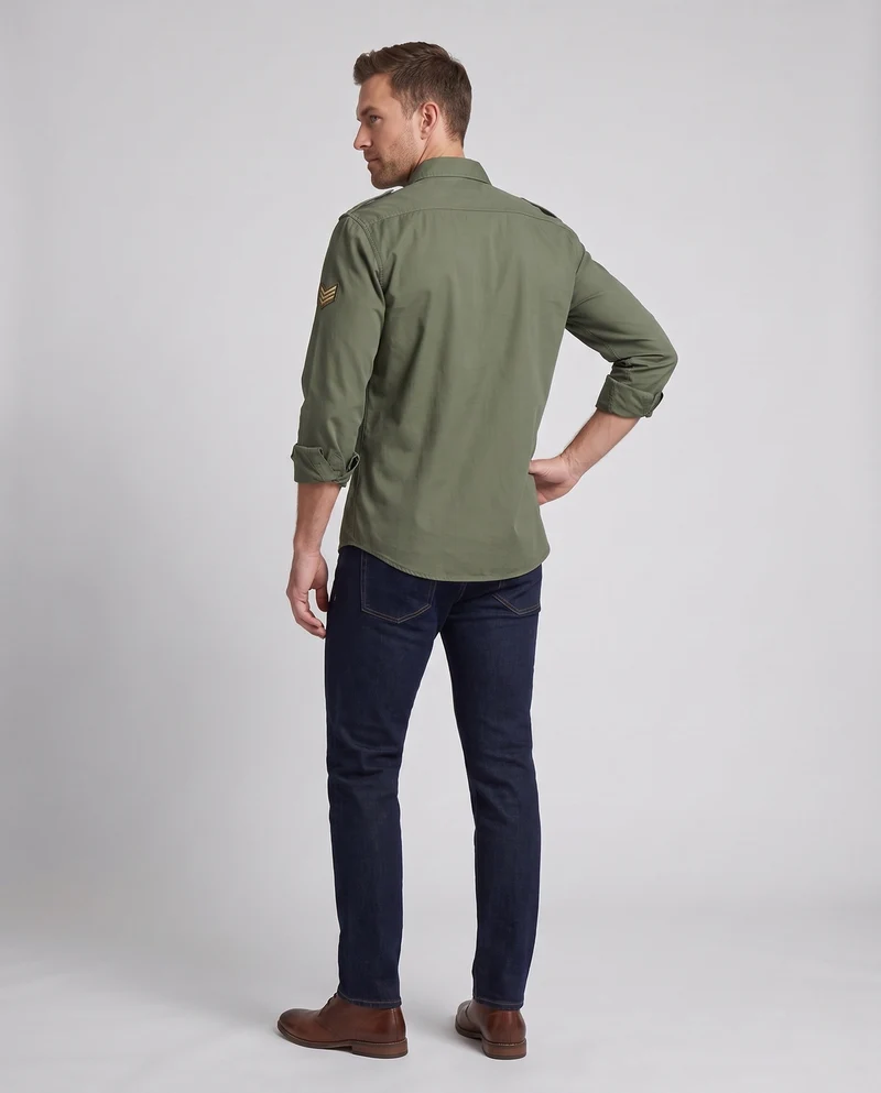 Herren-Feldhemd im Militär-Look mit Schulterklappen und Klappentaschen Nord Taschen