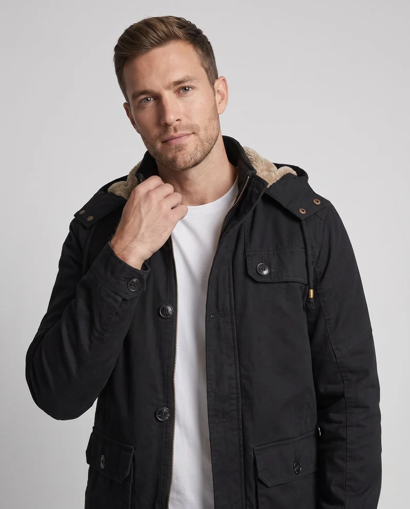 Herren-Feldparka mit Sherpa-Futterkapuze und multifunktionalen Utility-Taschen Nord Taschen