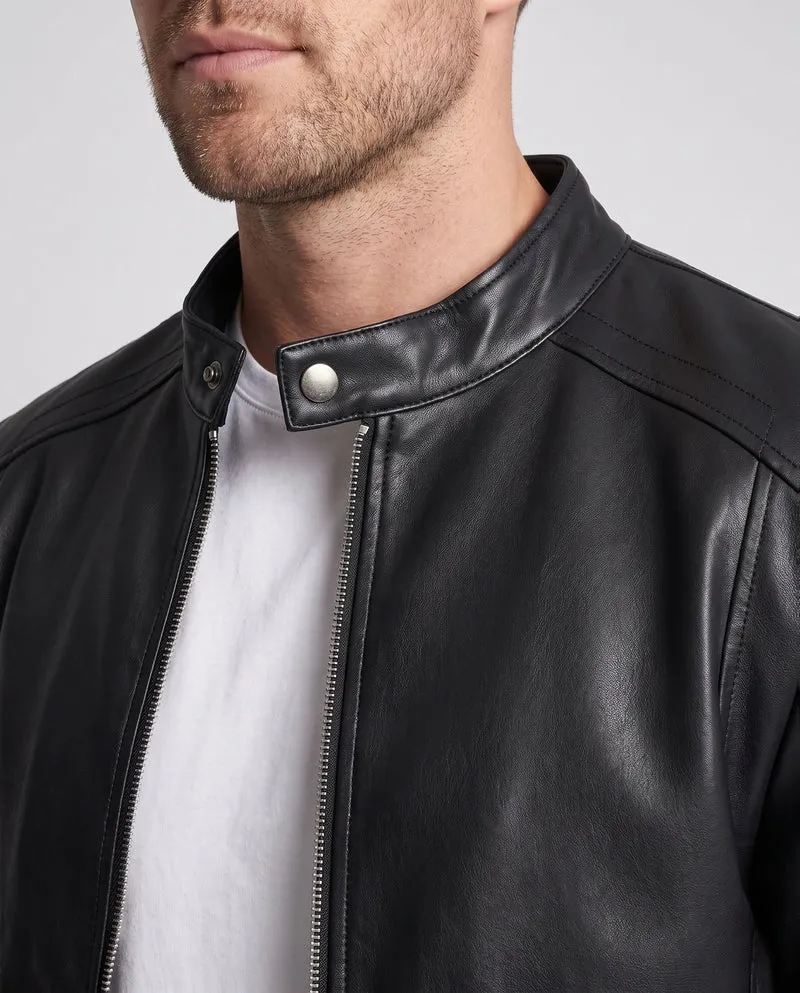 Herren Fitted Kunstlederjacke mit Stehkragen und thermischer Fütterung Nord Taschen