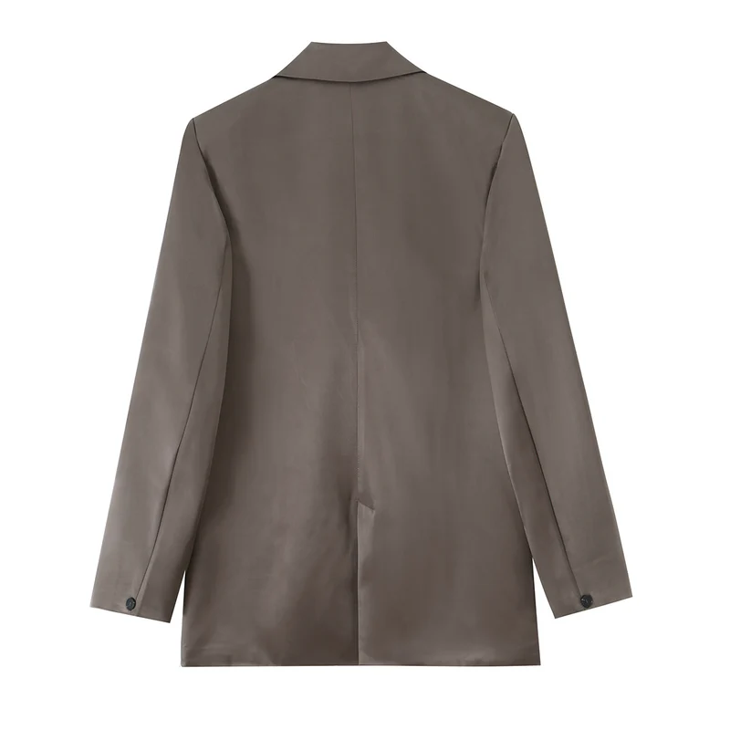 Damen Oversize Doppelreiher-Blazer aus satinierter Faux-Lederoptik Nord Taschen