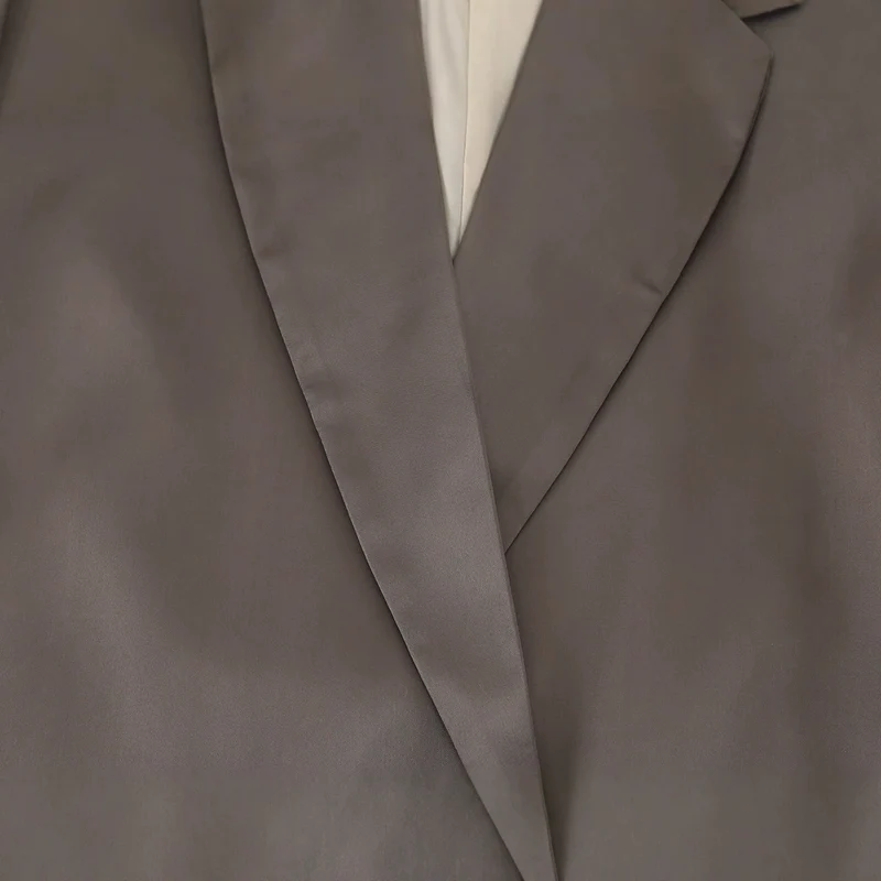 Damen Oversize Doppelreiher-Blazer aus satinierter Faux-Lederoptik Nord Taschen