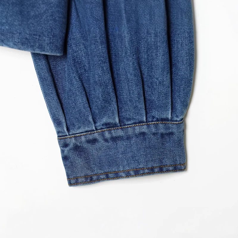 Damen Oversize Denim-Pulloverjacke mit halber Knopfleiste Nord Taschen