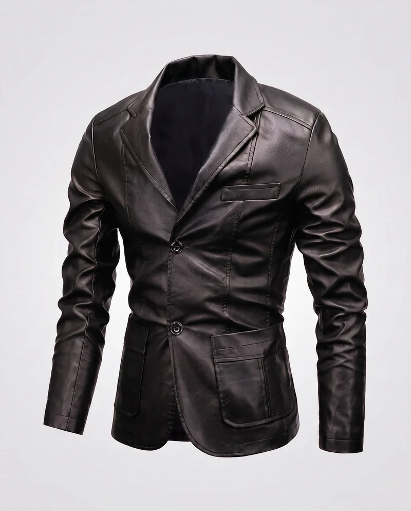 Herren Blazer aus Lederoptik mit thermalem Futter und Slim-Fit Nord Taschen