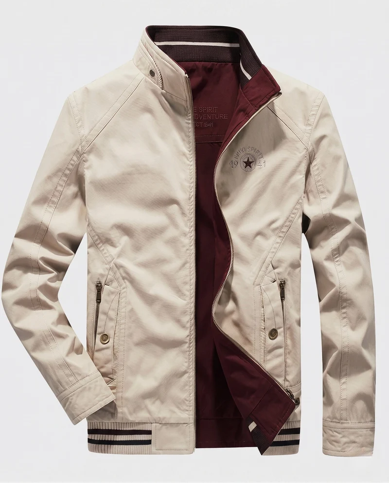 Herren leichte Canvas Übergangsjacke mit Stehkragen und integrierter Fütterung Nord Taschen