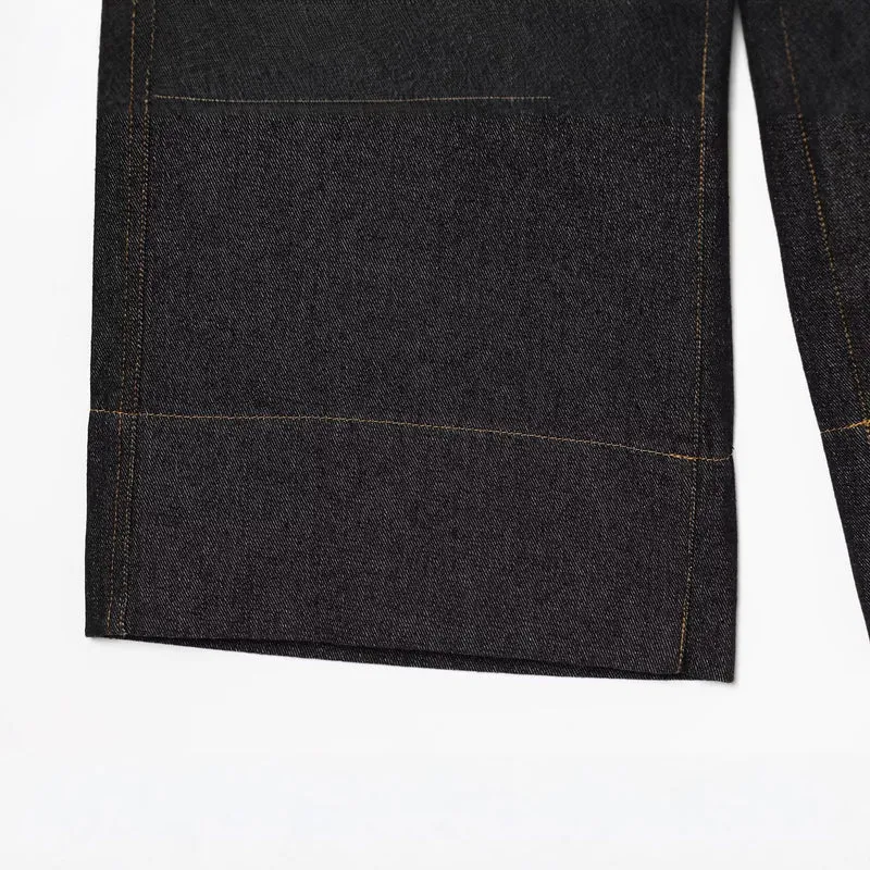 Damen Weite Cropped-Jeanshose mit hoher Taille, aufgesetzten Klappentaschen und breitem Saum Nord Taschen