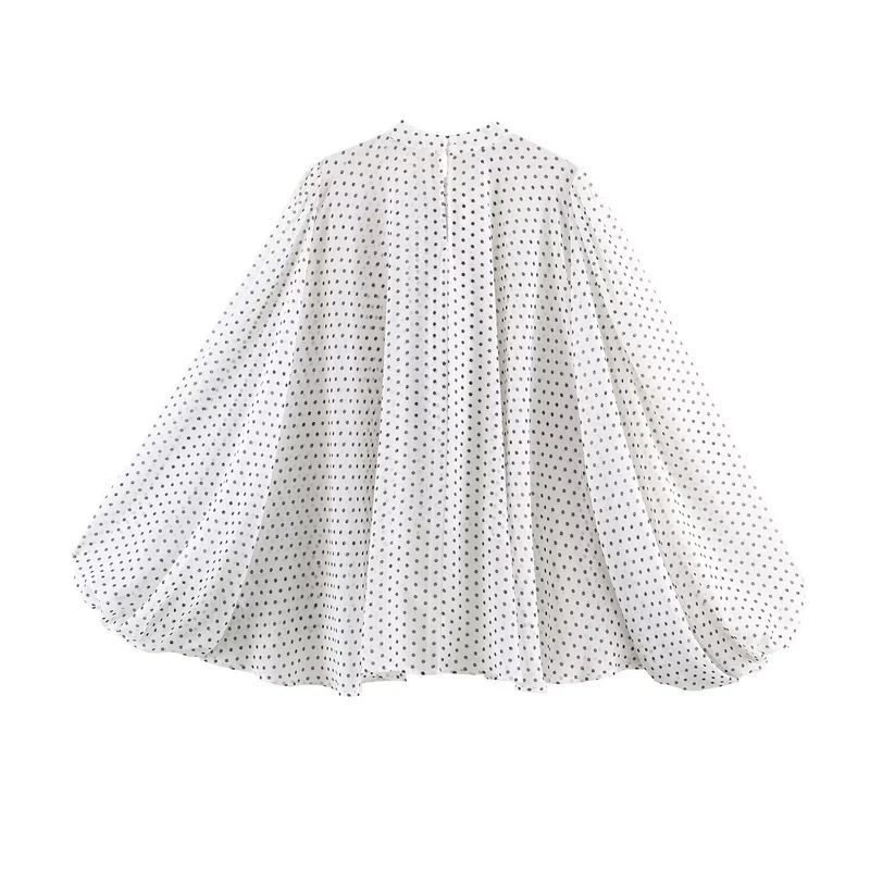 Damen Weite Chiffon‑Bluse mit Schleifenkragen und voluminösen Ballonärmeln Nord Taschen