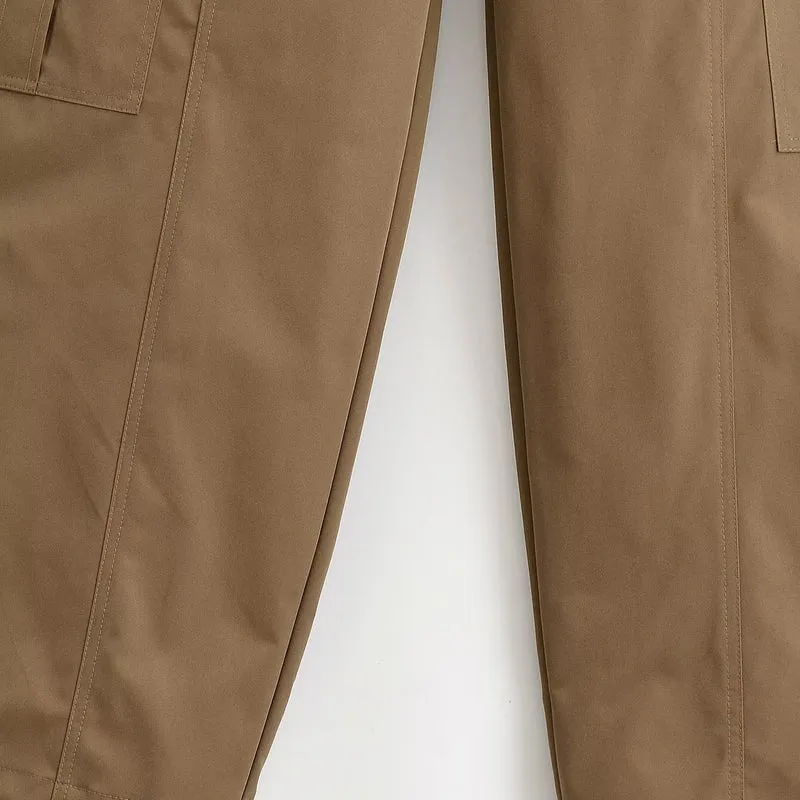 Damen Weite Cargo-Hose mit Utility-Taschen, Reißverschluss-Details und hoher Taille Nord Taschen
