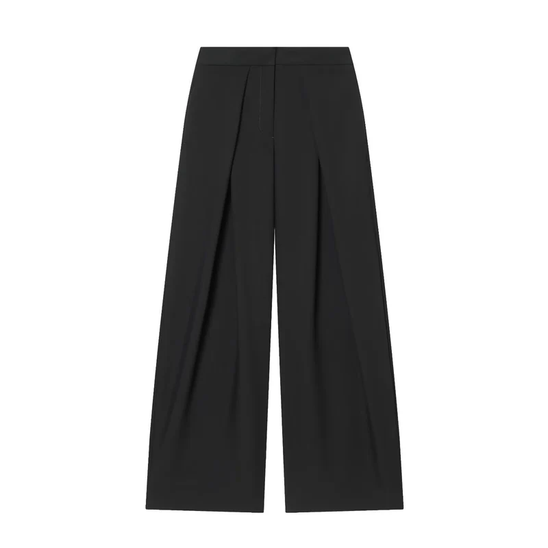 Damen Weite Bundfalten‑Hose mit hohem Bund und Drapierten Vorderfalten Nord Taschen