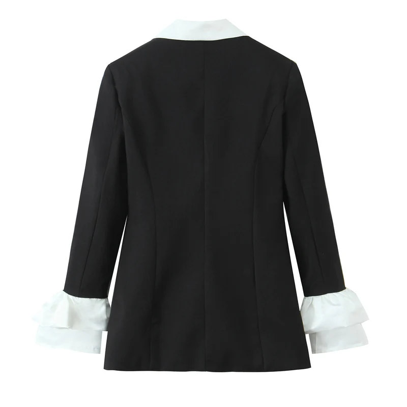 Damen Statement-Blazer mit kontrastierendem Schalkragen und Volantmanschetten Nord Taschen