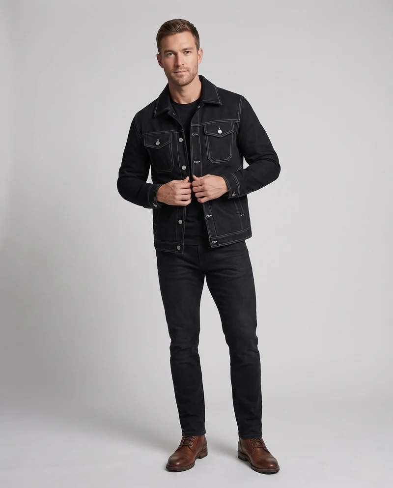 Herren elegante Jeansjacke mit Brusttaschen Nord Taschen