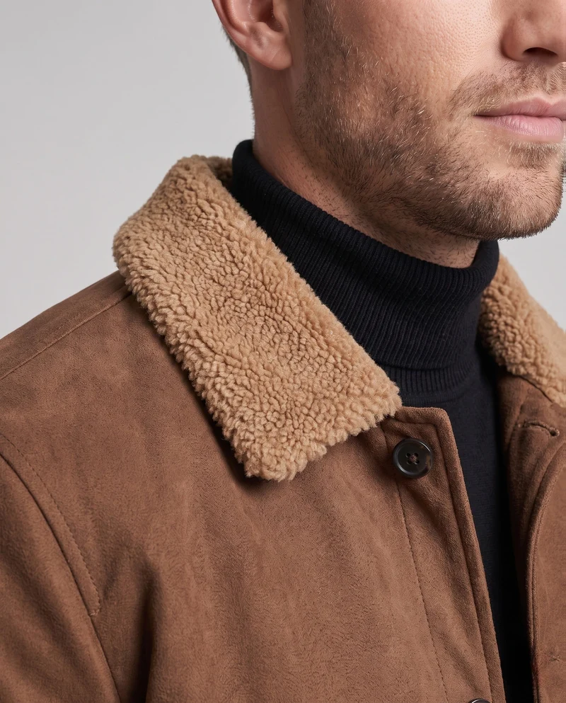 Herren elegante und strapazierfähige Winterjacke mit Teddykragen Nord Taschen