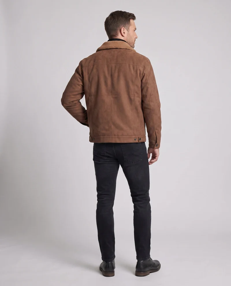 Herren elegante und strapazierfähige Winterjacke mit Teddykragen Nord Taschen