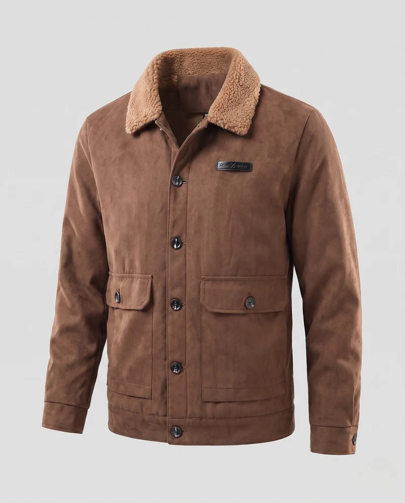 Herren elegante und strapazierfähige Winterjacke mit Teddykragen Nord Taschen