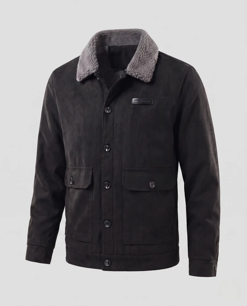 Herren elegante und strapazierfähige Winterjacke mit Teddykragen Nord Taschen