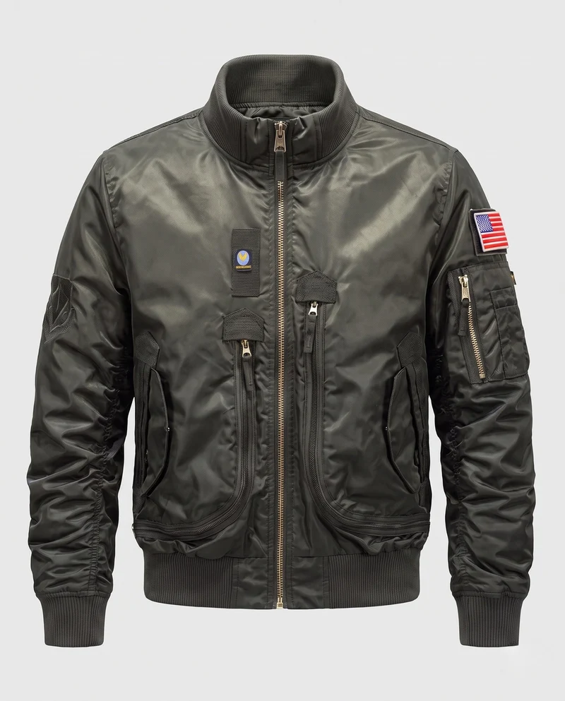 Herren Utility Style Bomberjacke mit Sleeve Organizer und Reißverschlusstaschen Nord Taschen