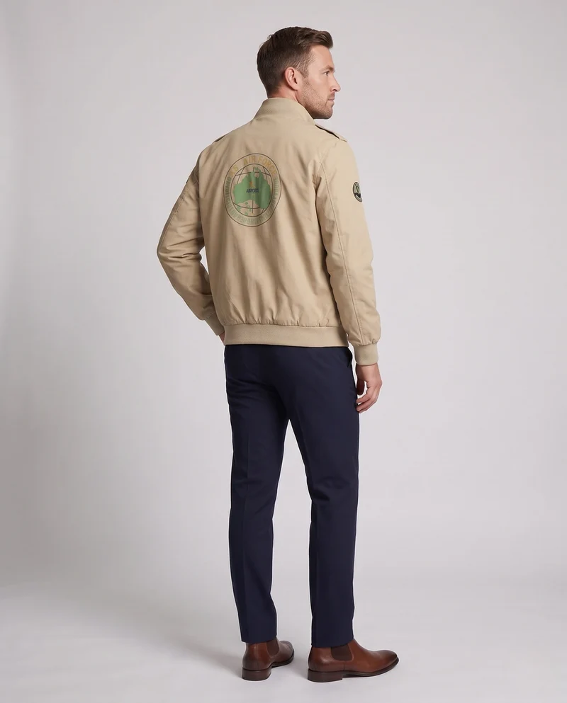 Herren Pilotenjacke im Flight-Stil mit vollem Teddyfutter und Abzeichenapplikationen Nord Taschen