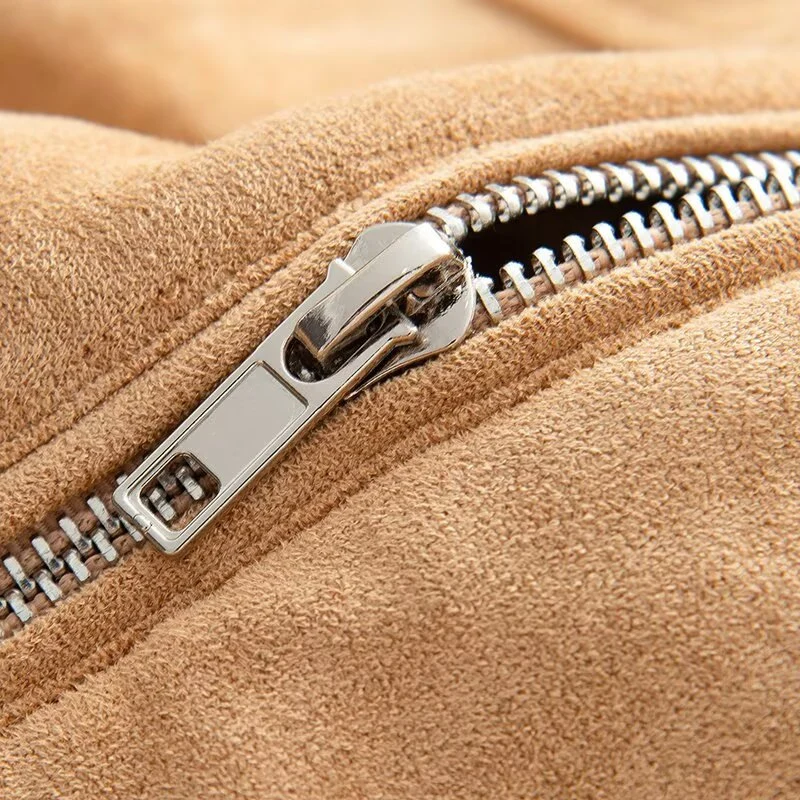 Damen Kurzjacke aus Velourslederoptik mit Reißverschluss und elastischem Saum Nord Taschen