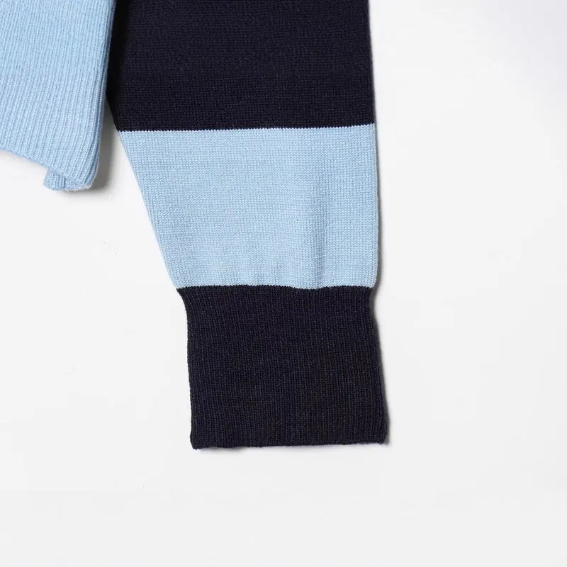Damen Oversize Cropped Rugby-Pullover mit Polokragen und V‑Ausschnitt Nord Taschen