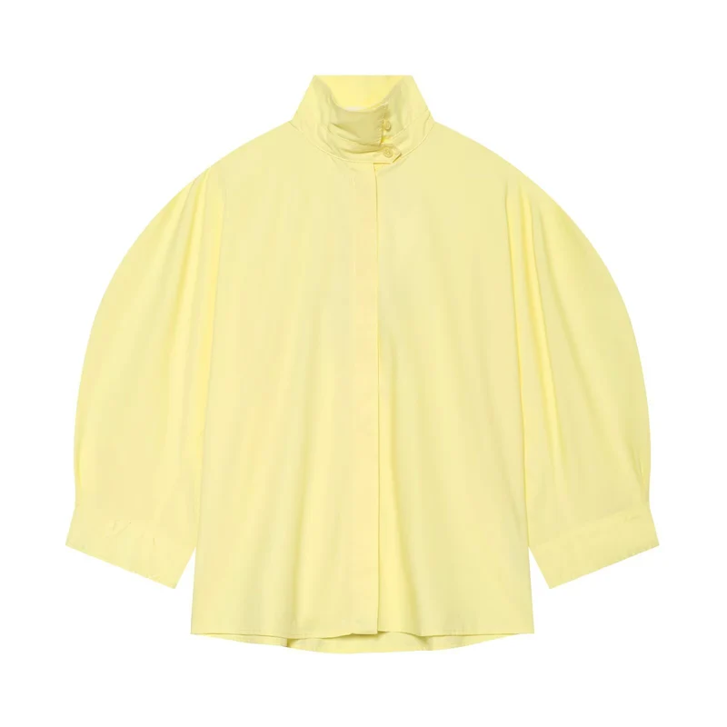 Damen Oversize-Bluse mit Stehkragen und Kimonoärmeln Nord Taschen