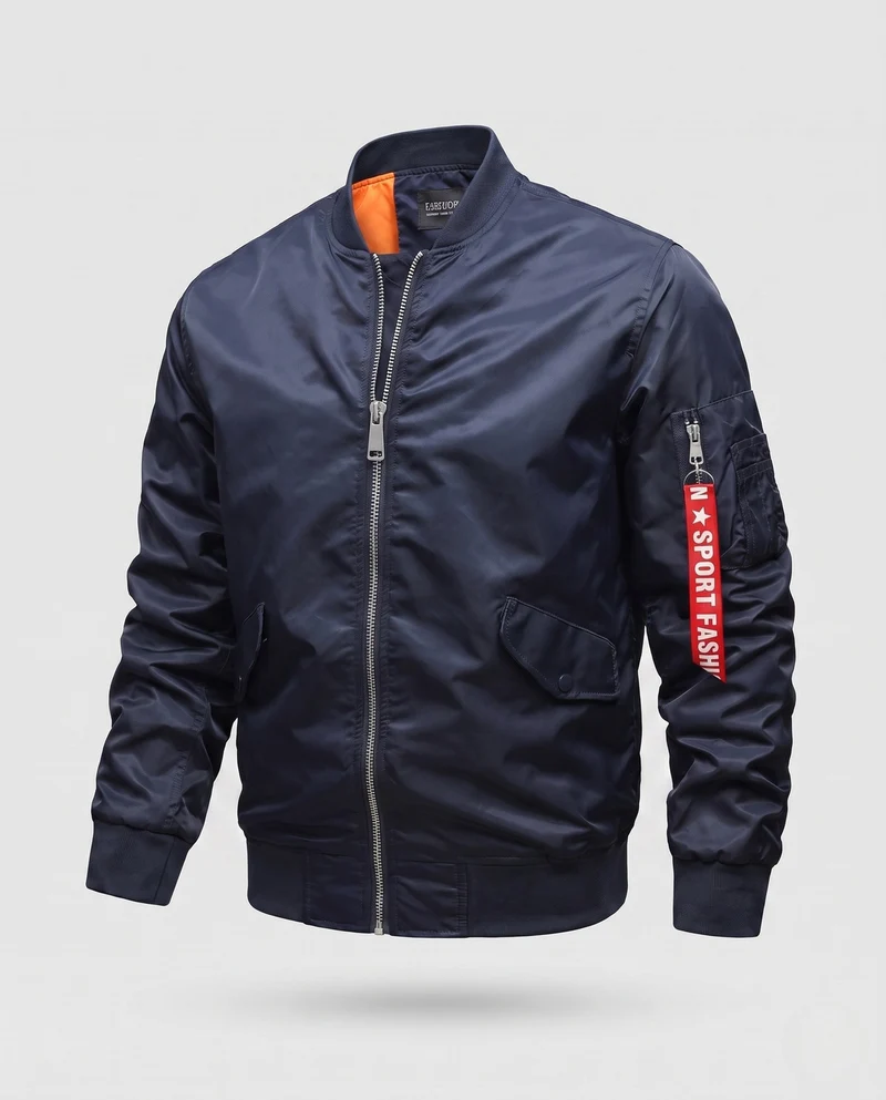 Leichte Herren Nylon Flug Bomberjacke mit Ärmel Utility Tasche Nord Taschen