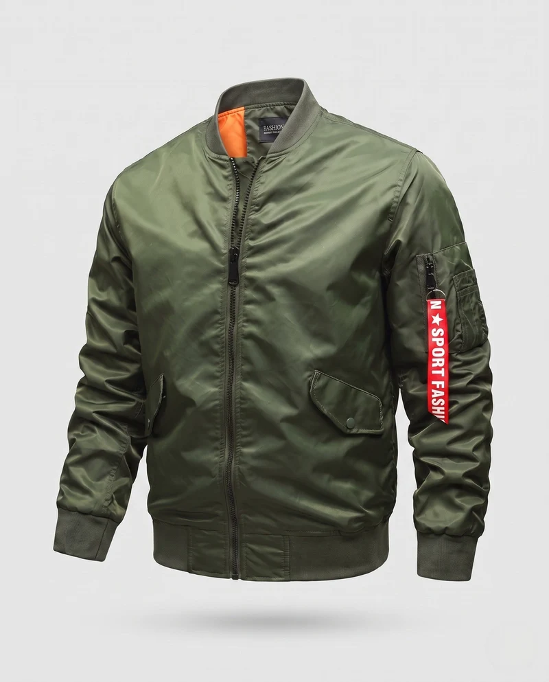 Leichte Herren Nylon Flug Bomberjacke mit Ärmel Utility Tasche Nord Taschen