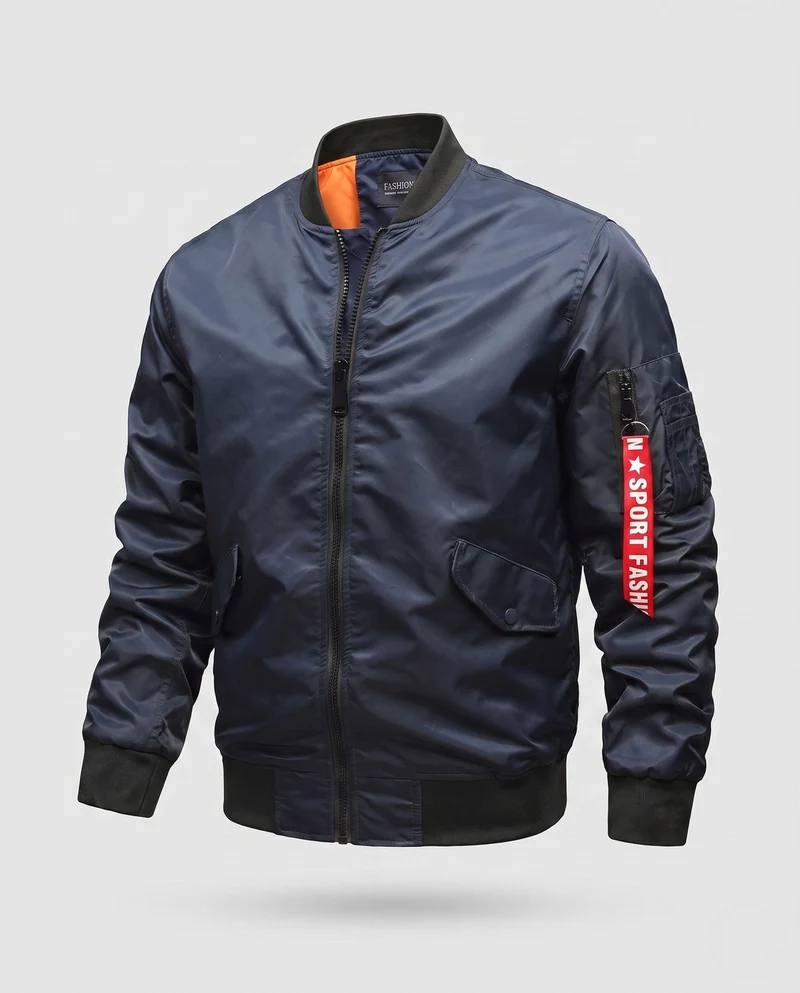 Leichte Herren Nylon Flug Bomberjacke mit Ärmel Utility Tasche Nord Taschen