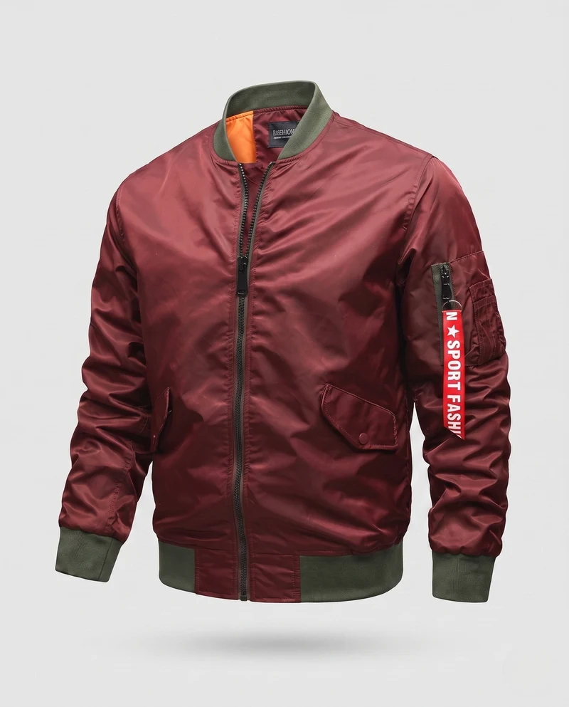 Leichte Herren Nylon Flug Bomberjacke mit Ärmel Utility Tasche Nord Taschen