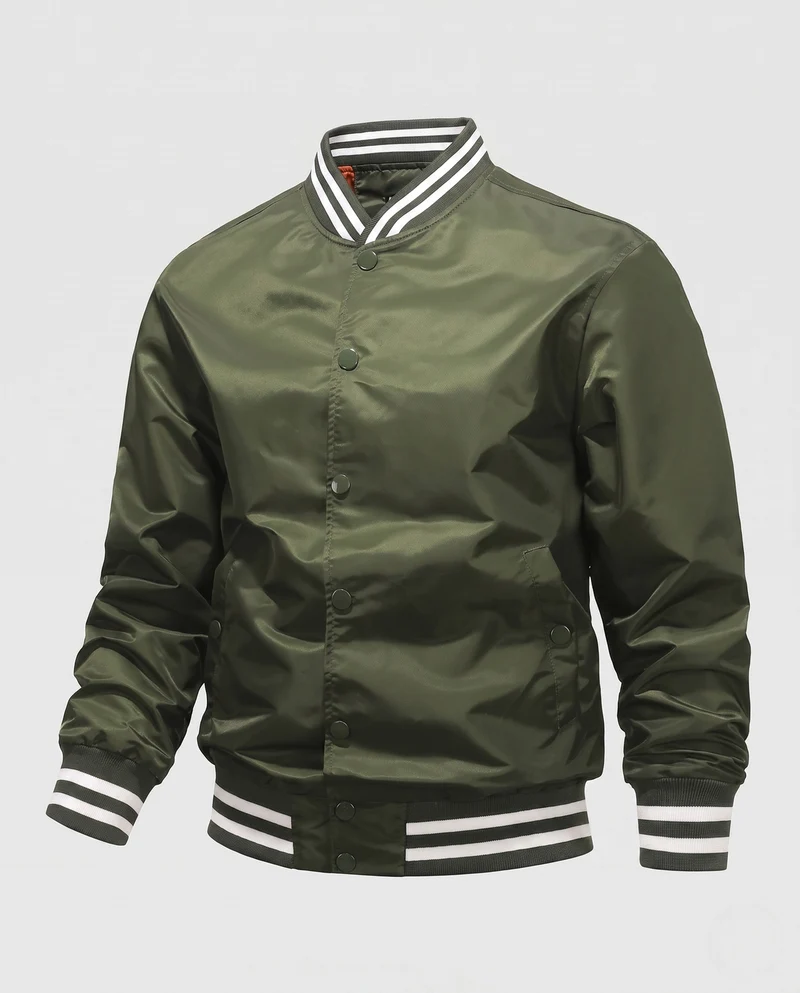 Leichte Nylon-Vereins-Bomberjacke für Herren mit gestreiften Rippbündchen Nord Taschen