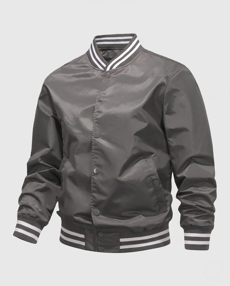 Leichte Nylon-Vereins-Bomberjacke für Herren mit gestreiften Rippbündchen Nord Taschen