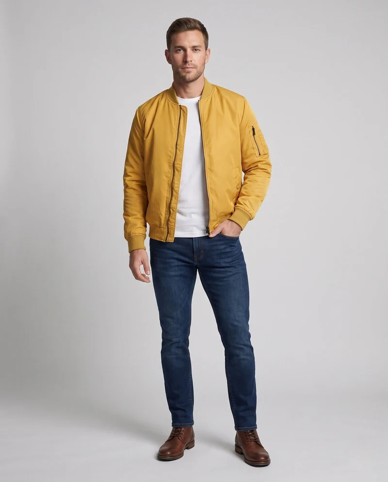 Herren Leichte Pilot Bomberjacke aus technischem Nylon mit Ärmeltasche Nord Taschen