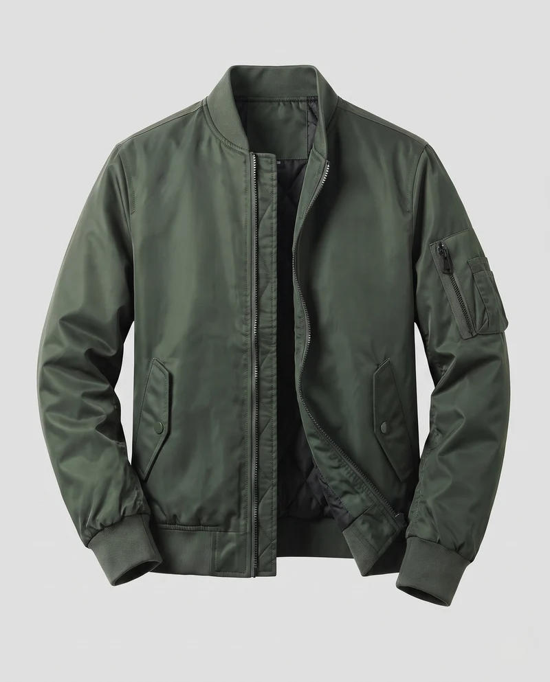 Herren Leichte Pilot Bomberjacke aus technischem Nylon mit Ärmeltasche Nord Taschen