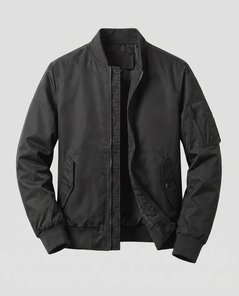 Herren Leichte Pilot Bomberjacke aus technischem Nylon mit Ärmeltasche Nord Taschen