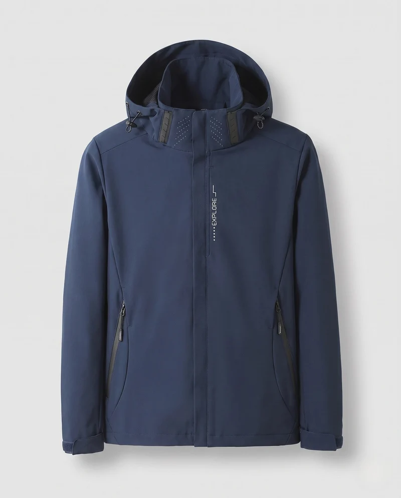 Herren leichte technische Softshelljacke mit verstellbarer Kapuze, wind- und wasserabweisend Nord Taschen