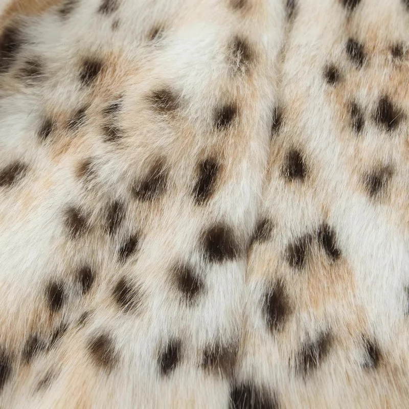 Damen langer Kunstfellmantel im Leopardenmuster mit Oversize-Schnitt Nord Taschen