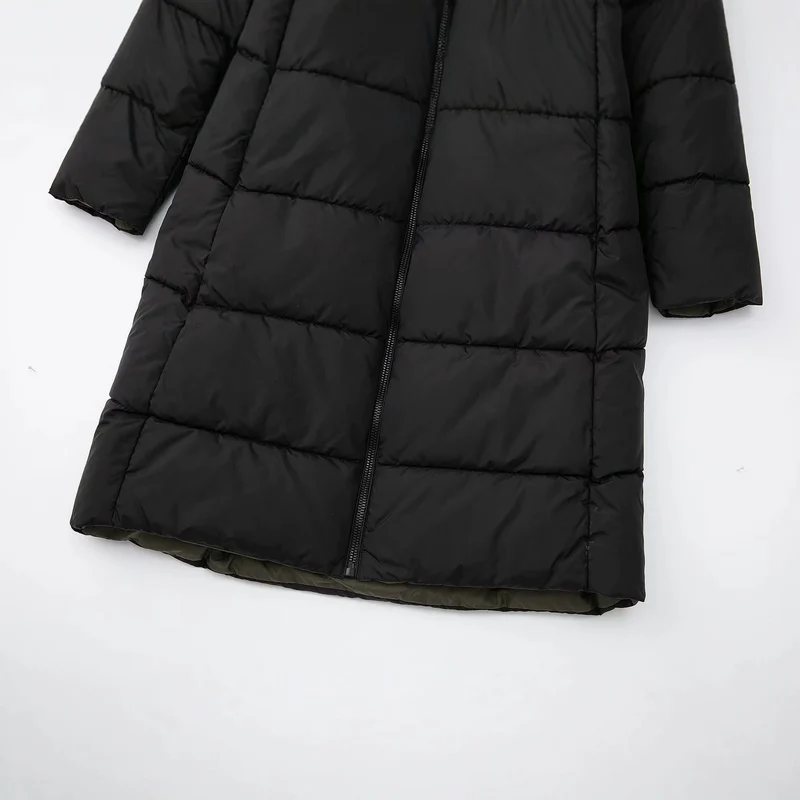 Damen langer gesteppter Winterparka mit Kapuze Nord Taschen