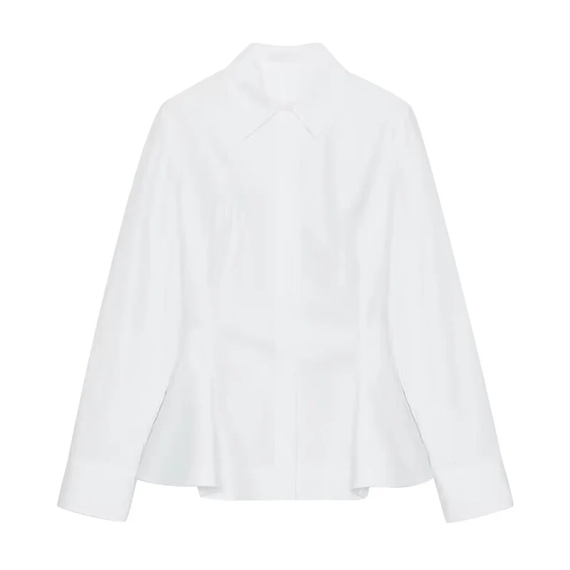 Damen Taillierter Kurzblazer im Peplum‑Schnitt mit Hemdkragen Nord Taschen