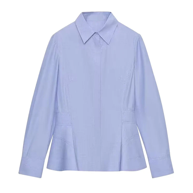 Damen Taillierter Kurzblazer im Peplum‑Schnitt mit Hemdkragen Nord Taschen