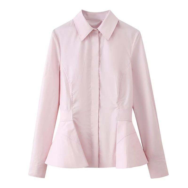 Damen Taillierter Kurzblazer im Peplum‑Schnitt mit Hemdkragen Nord Taschen