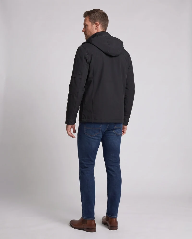 Herren funktionale Kapuzenjacke im Feldstil mit versteckter Reißverschlusstasche und verstellbaren Klettmanschetten Nord Taschen